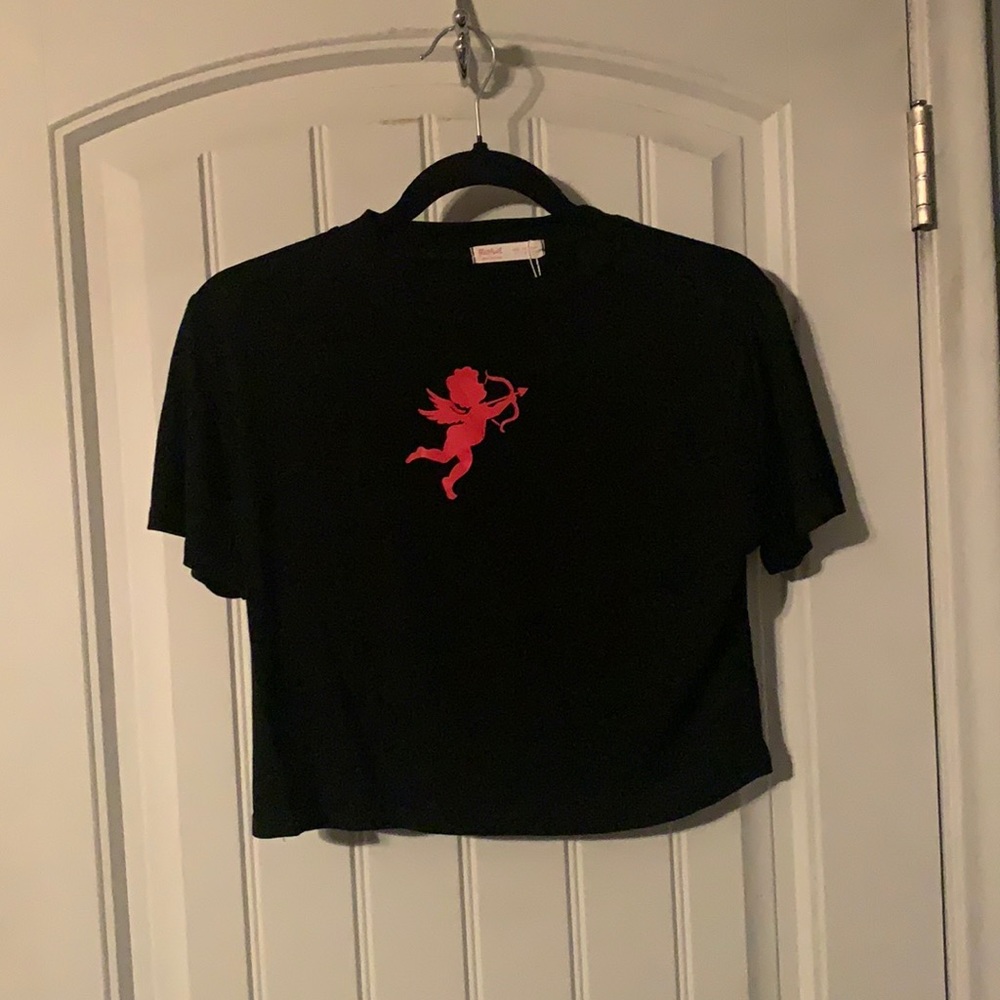 Cropped red angel tee
